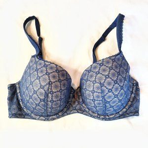 Victoria's Secret Blue Lace Lined Demi Bra 34DD